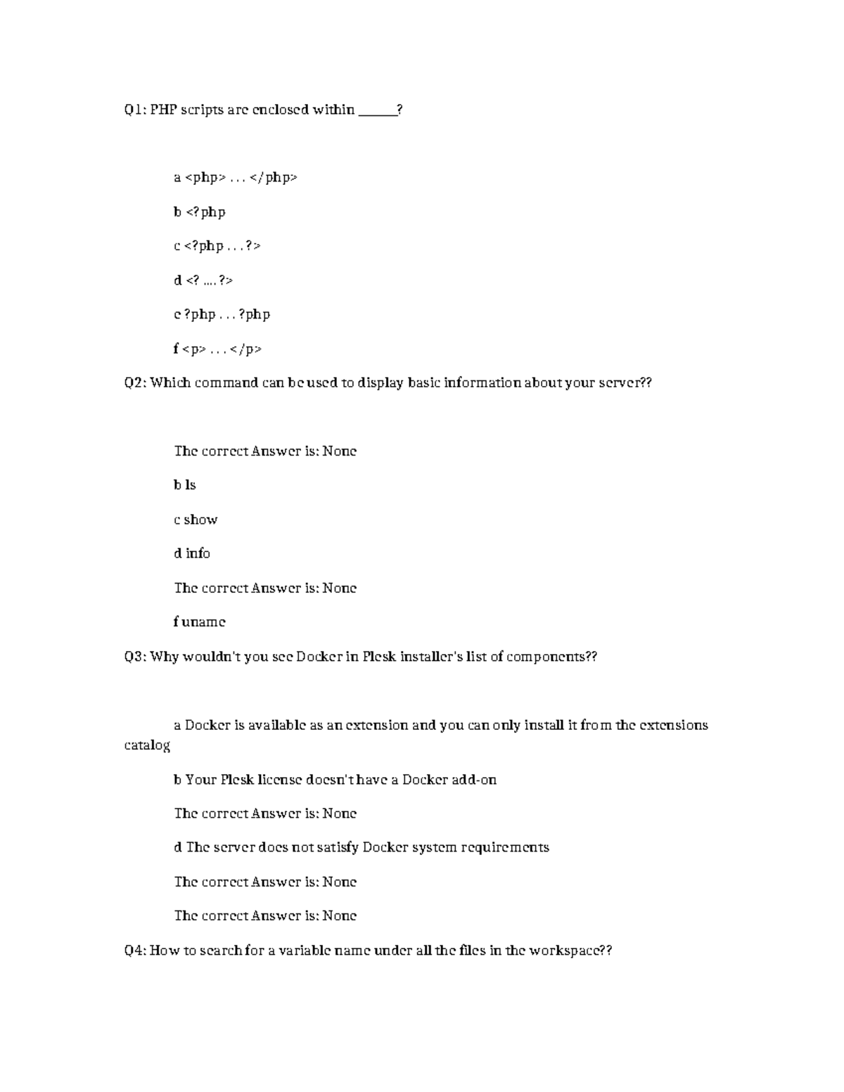 2 Lec Notes for VPCE - Practice quiz - Q1: PHP scripts are enclosed ...