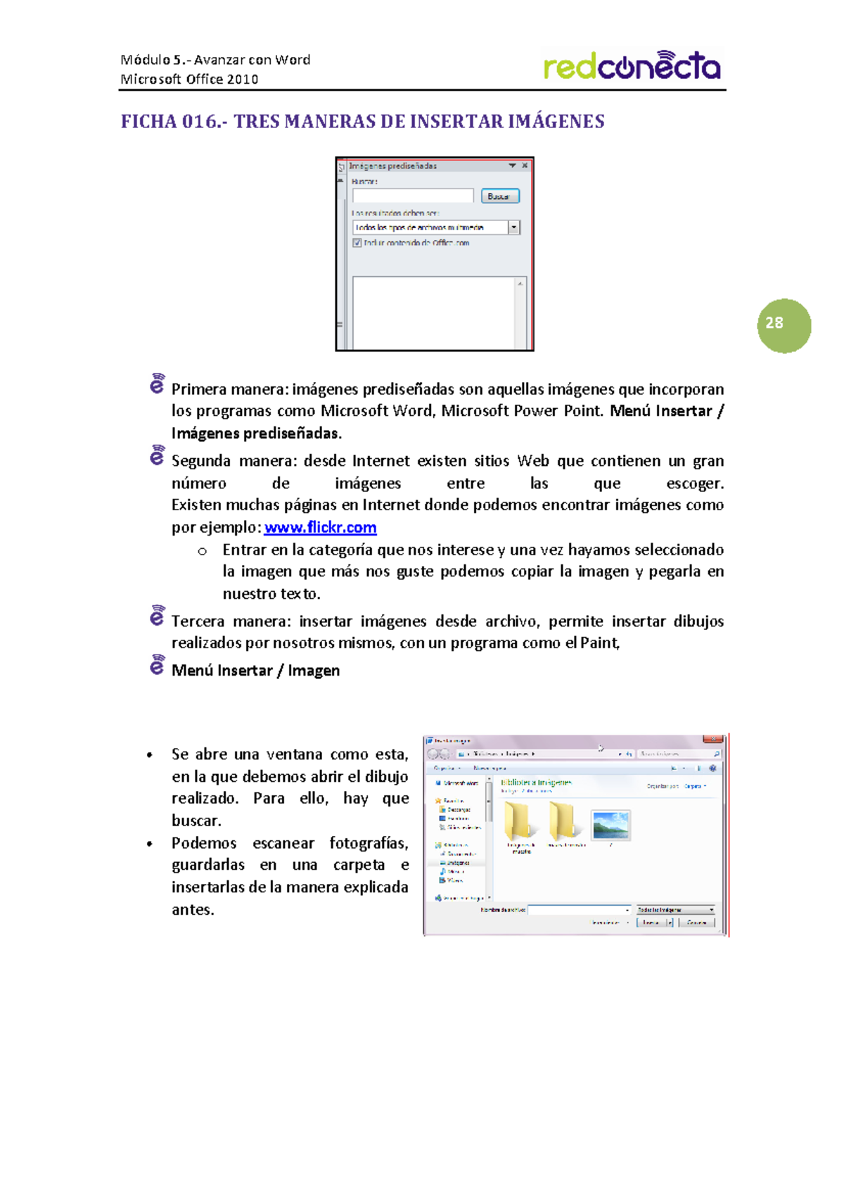 M2 016 Tres maneras de insertar imagenes - Módulo 5.- Avanzar con Word ...
