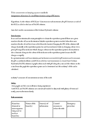 Unit 2 tritation - Unit 2 Btec applied science Titration assignment ...