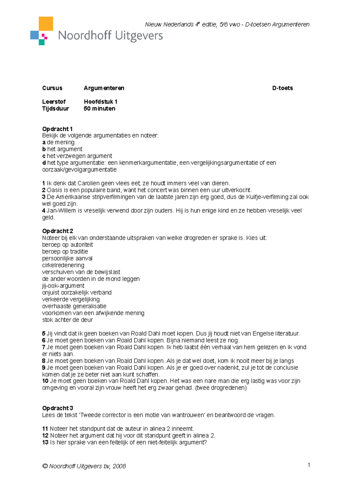 4V-5V D-toets Argumentatie - Cursus Argumenteren D-toets Leerstof ...