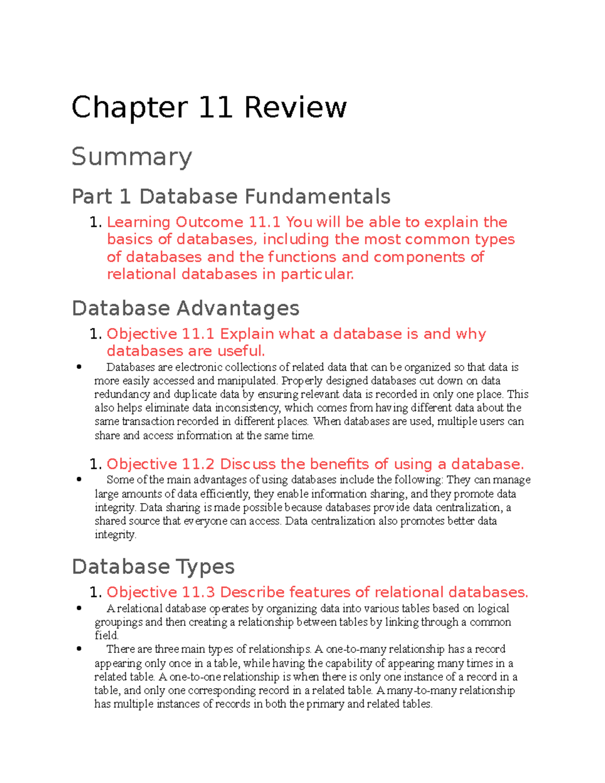 Unit 11 notes - Summary Introduction to Computing - Chapter 11 Review ...