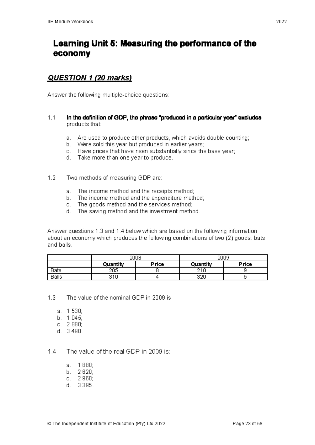 ICE 5 PMAC5112w - Practice material - QUESTION 1 (20 marks) Answer the ...