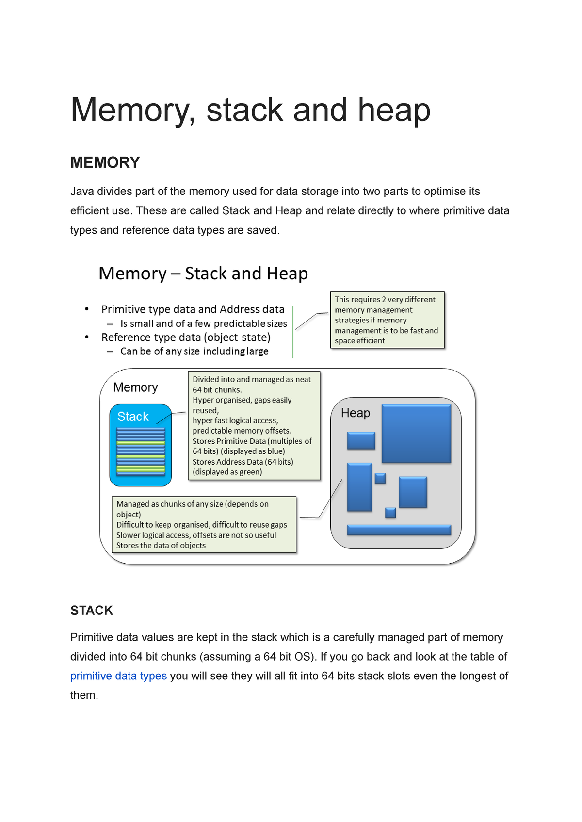 Memory, Stack And Heap & Arrays - Memory, Stack And Heap MEMORY Java ...