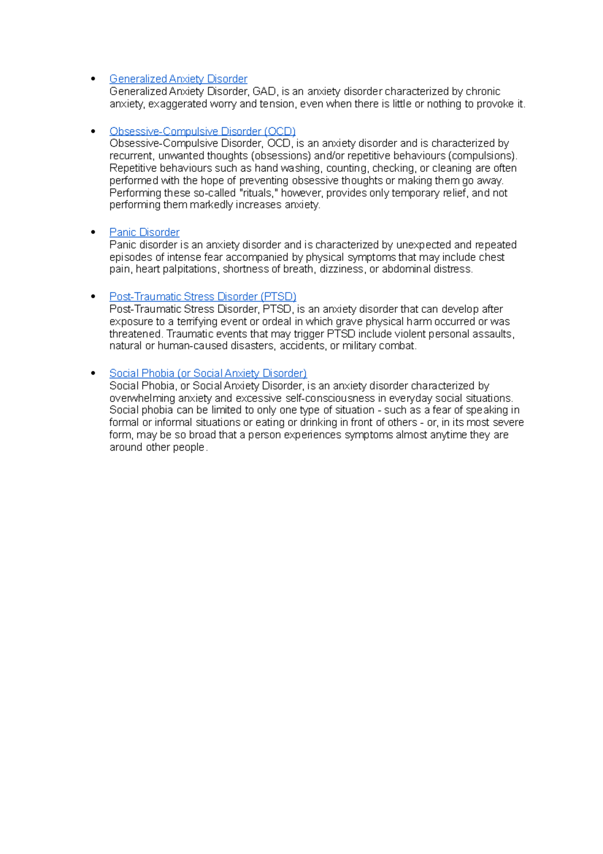 Generalized Anxiety Disorder - Generalized Anxiety Disorder Generalized ...