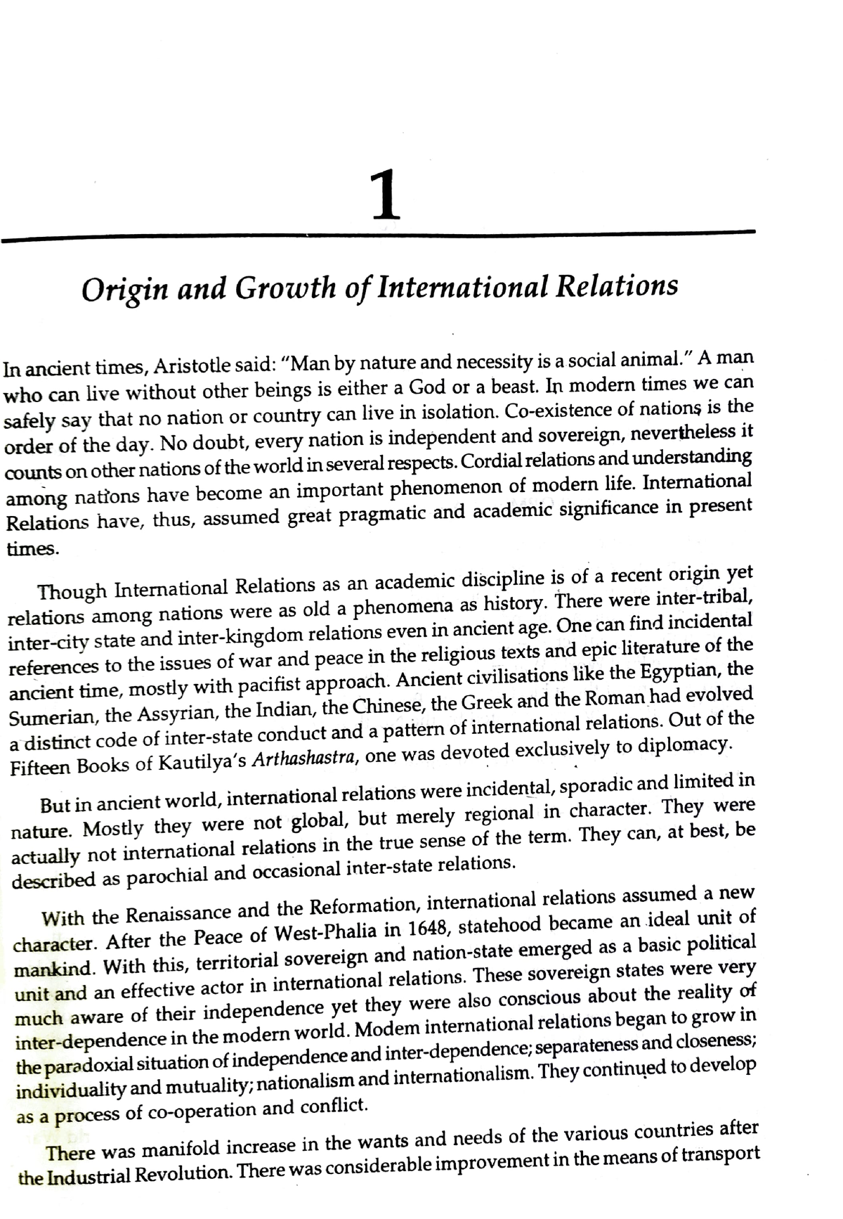 origin of international relations essay