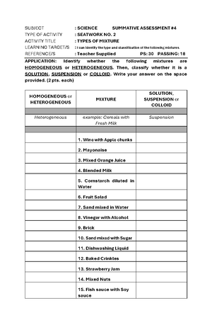 Formative Assessment 2 - page 1 SUBJECT : SCIENCE 7 ( rd GP) FORMATIVE ...
