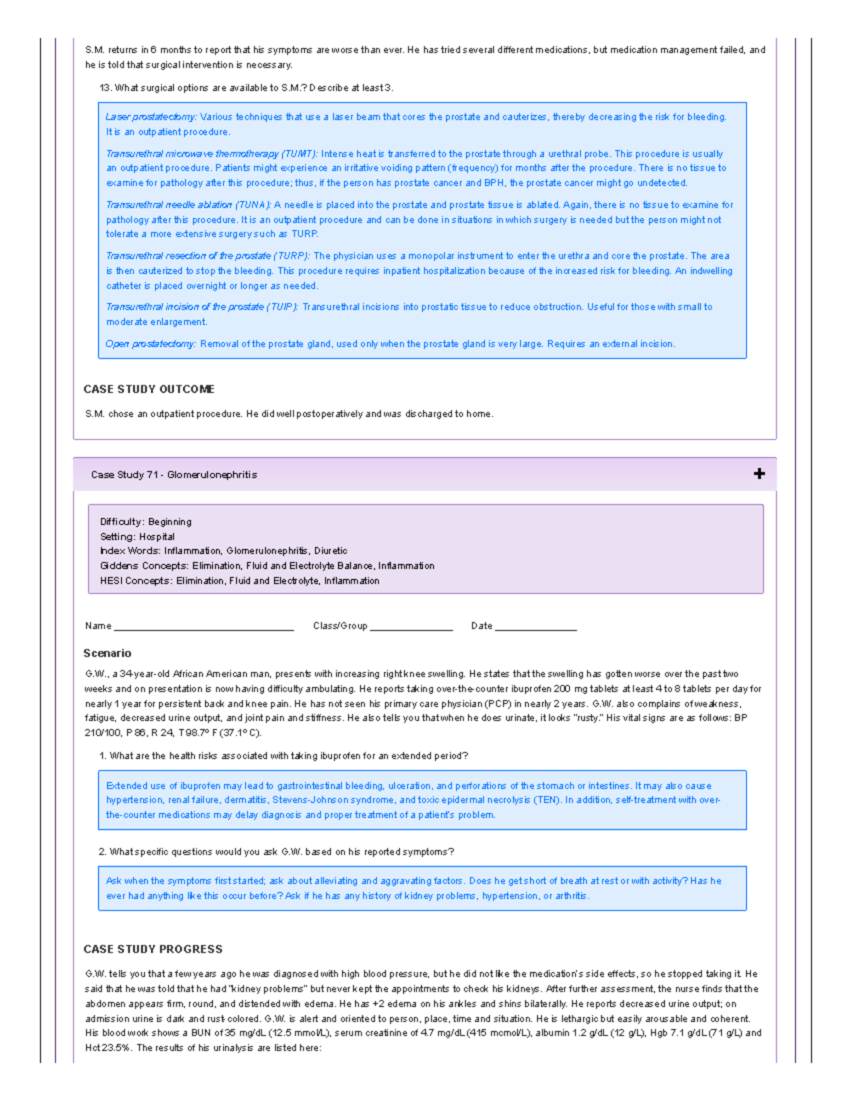 sample case study acute glomerulonephritis