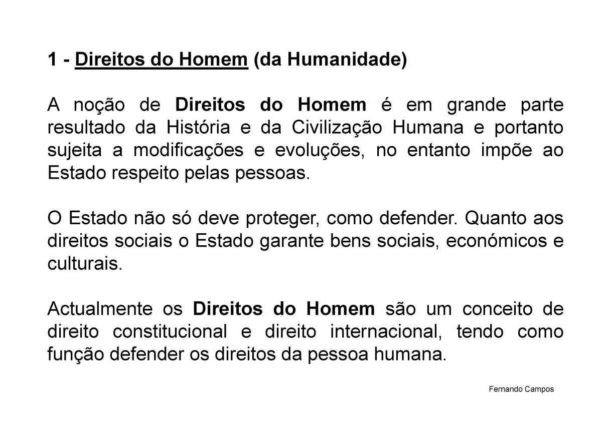 1 - História E Fundamentos Dos Direitos Humanos - 1 - Direitos Do Homem ...