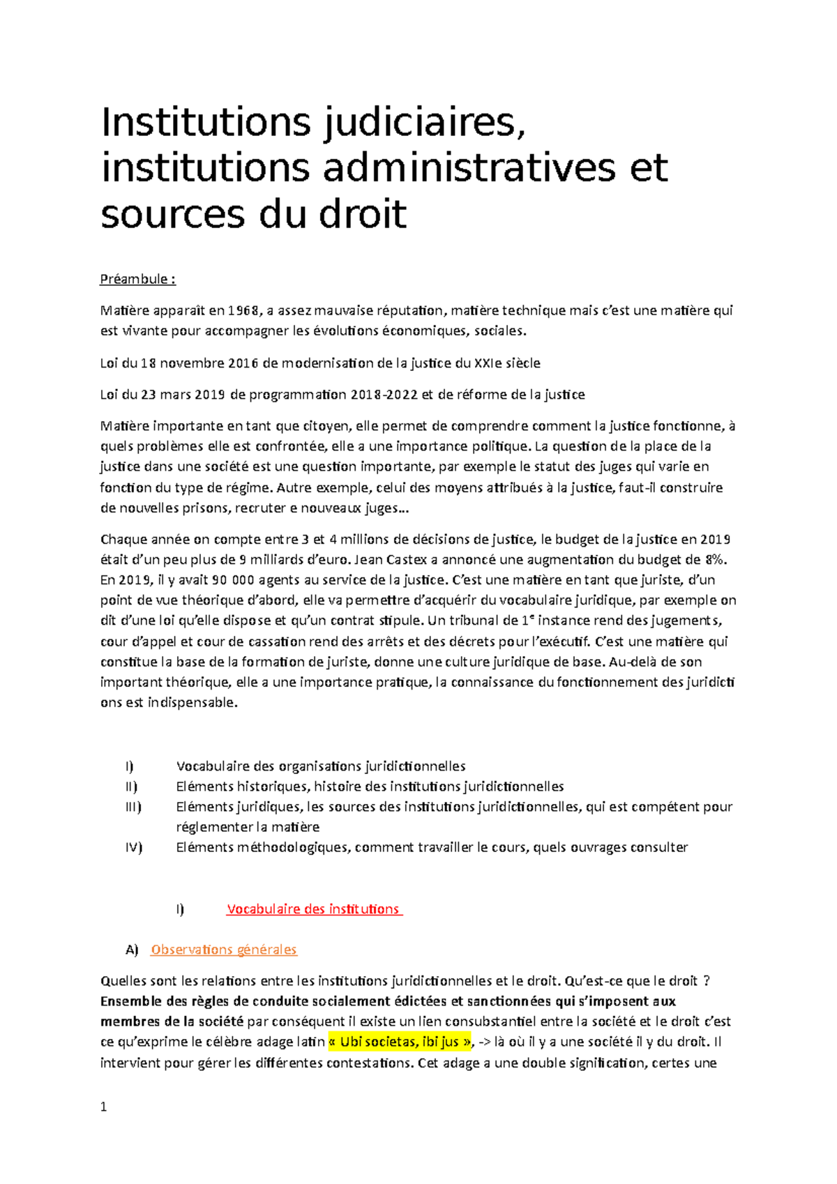 IJA - Cours D'institutions Judiciaire Et Administrative - Institutions ...