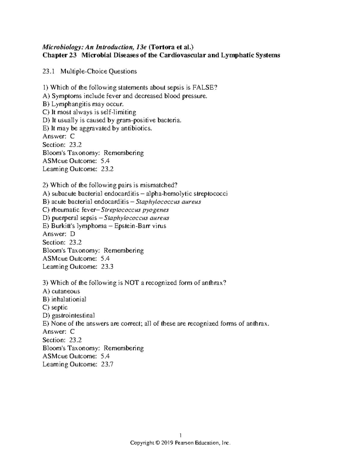 Chapter 23 - Practice Exam - 1 Microbiology: An Introduction, 13e ...