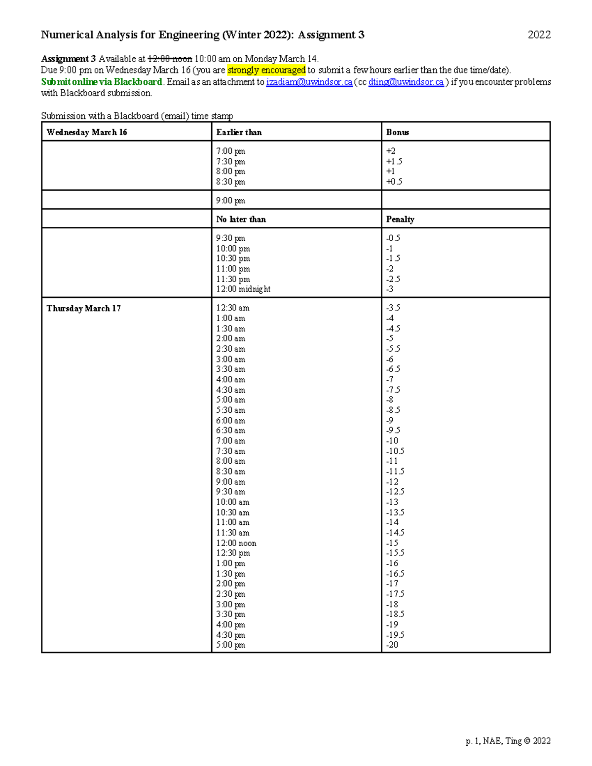 NAE Assignment 3 2022 - Numerical Analysis for Engineering (Winter 2022 ...
