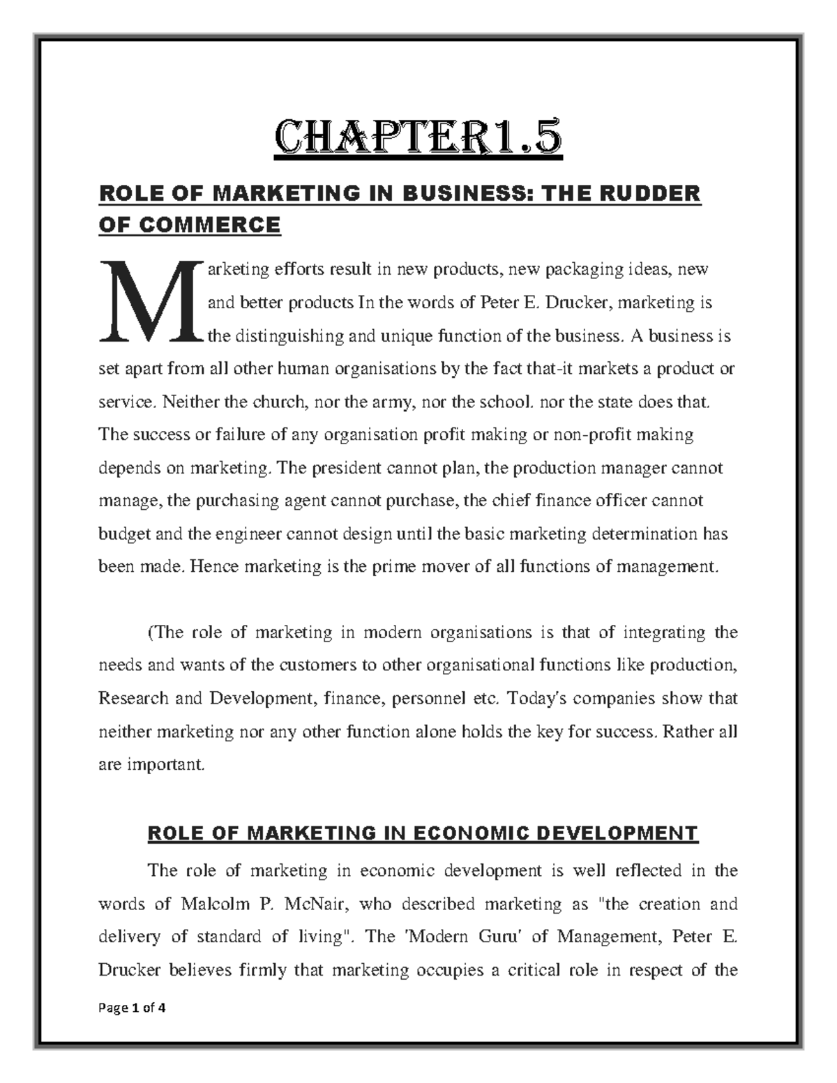 ROLE OF MARKETING IN BUSINESS: THE RUDDER OF COMMERCE - Chapter1. ROLE ...