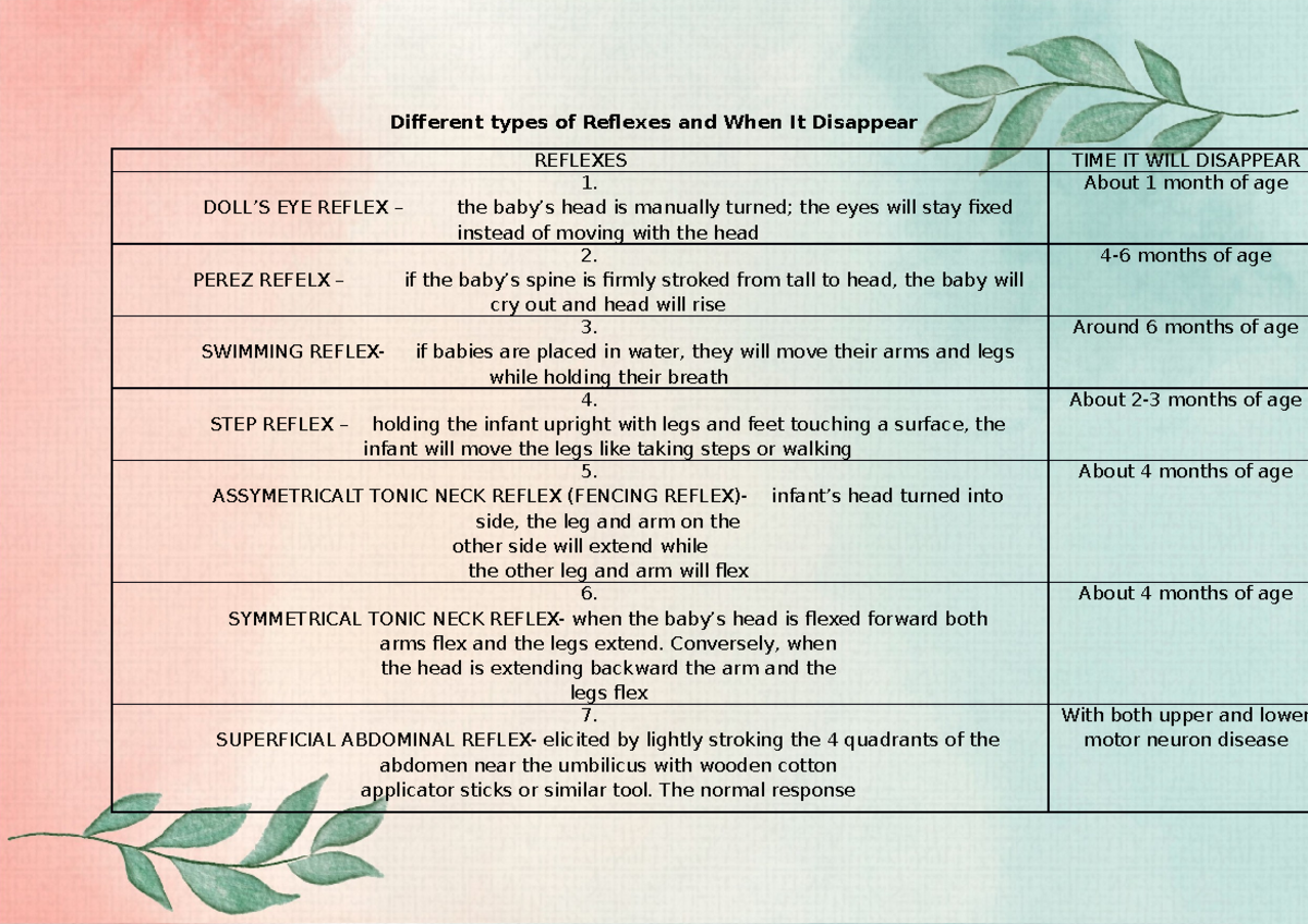 Different Types Of Reflexes Melly Bernal Different Types Of Reflexes