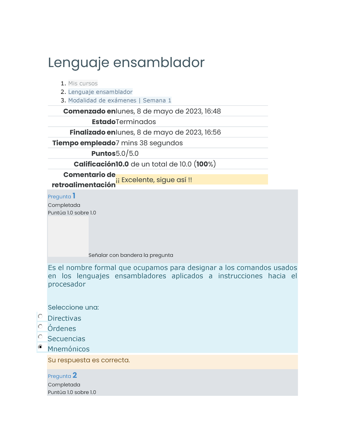 Examen 1 Lenguaje Ensamblador - Lenguaje Ensamblador 1. Mis Cursos 2 ...