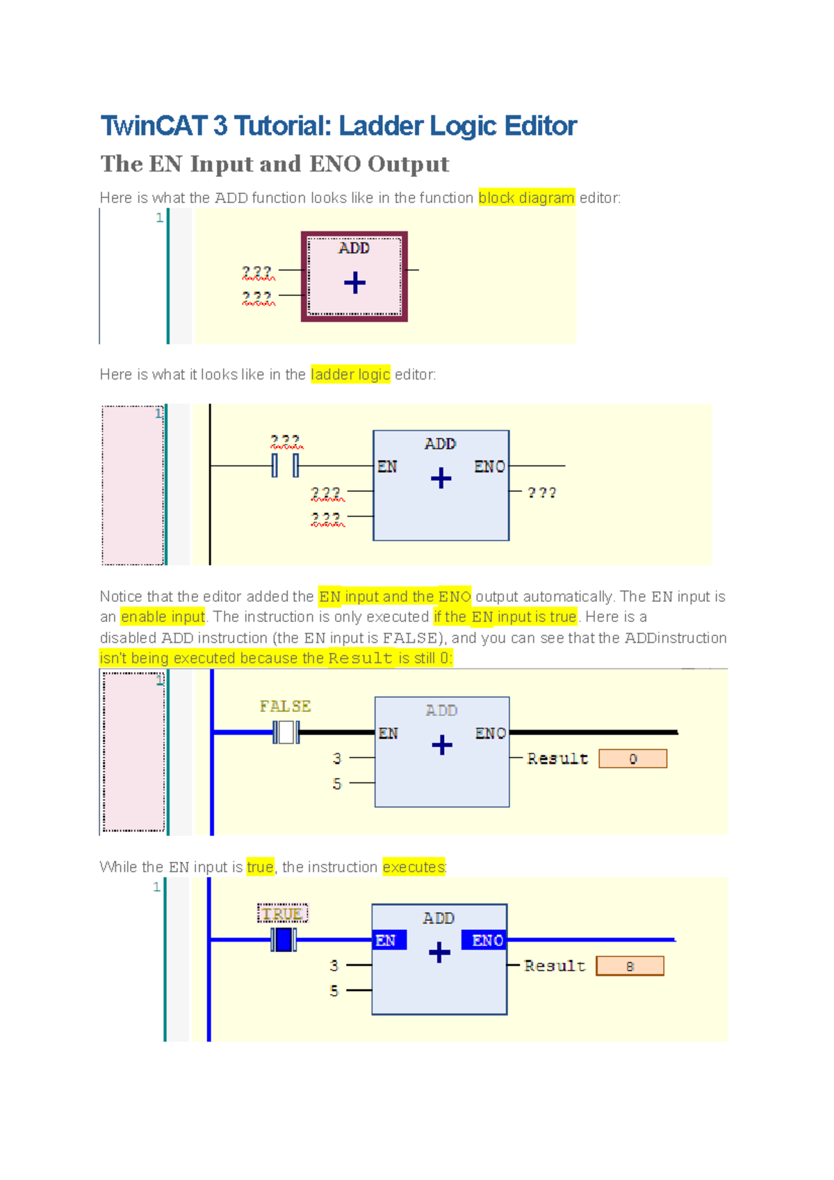 3 Ladder TwinCAT 3 Tutorial Ladder Logic Editor The EN Input