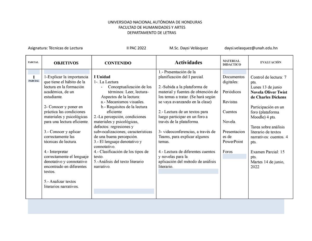 Planificaci Ã³n De TÃ©cnicas De Lectura I Parcial II PAC 2022 ...