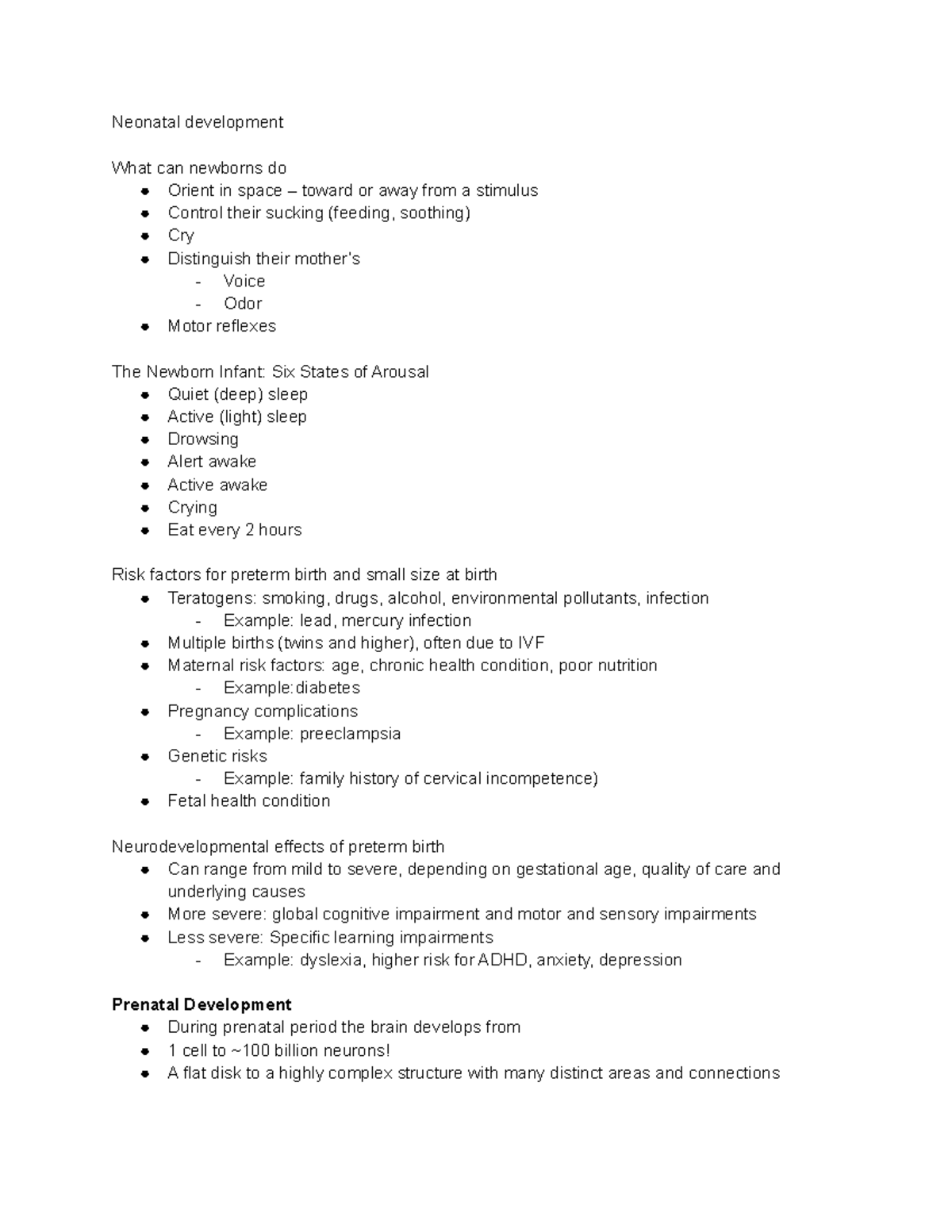 Unit 3 - notes - Neonatal development What can newborns do Orient in ...