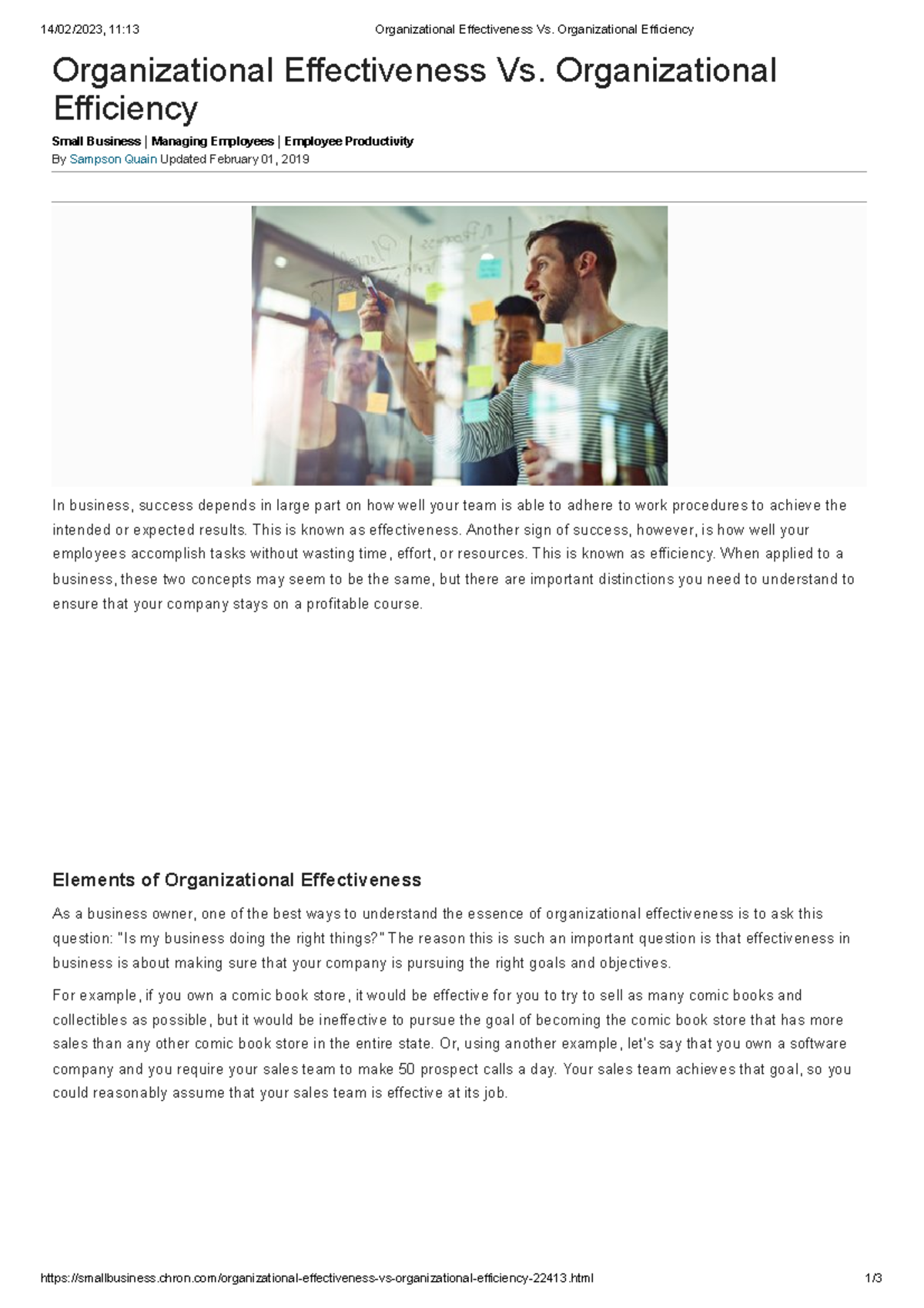 Organizational Effectiveness Vs Organizational Efficiency