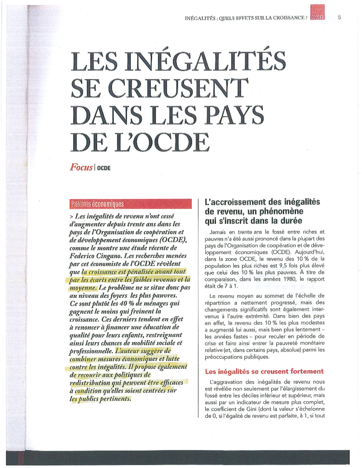 LES IN%C3%89 Galit%C3%89S SE Creusent DANS LES PAYS DE L%27OCDE F%C3 ...