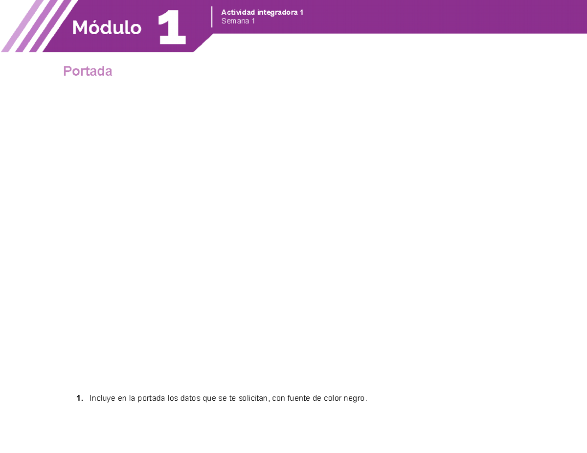 Modulo 1 semana 1 actividad integradora 1 - modulo 1. Actividad ...