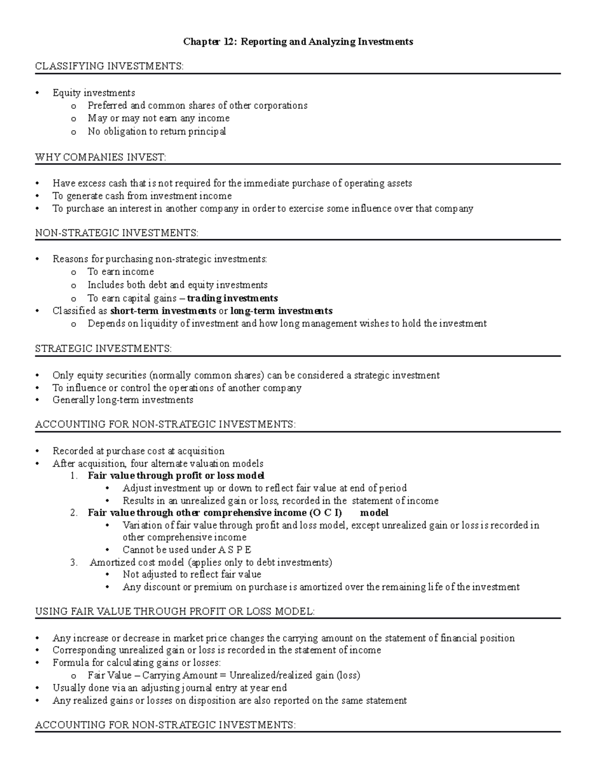 Chapter 12 ACC - notes - Chapter 12: Reporting and Analyzing ...