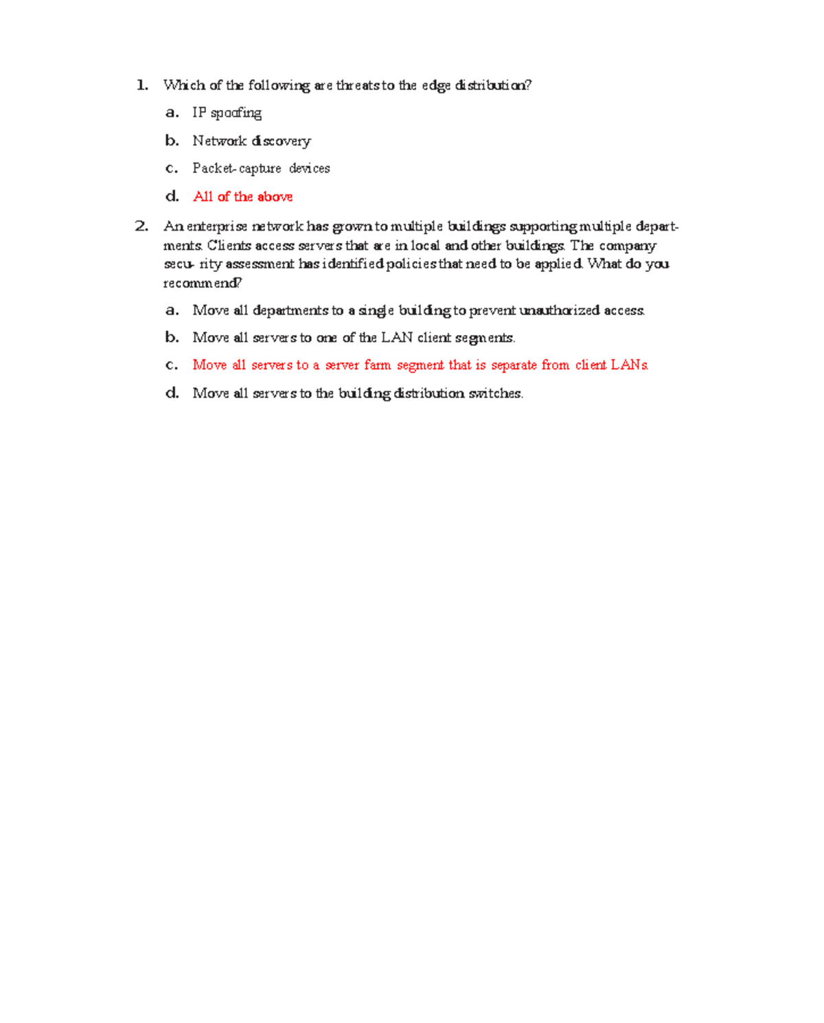 Ch 8 part 1 - Practice test - Which of the following are threats to the ...