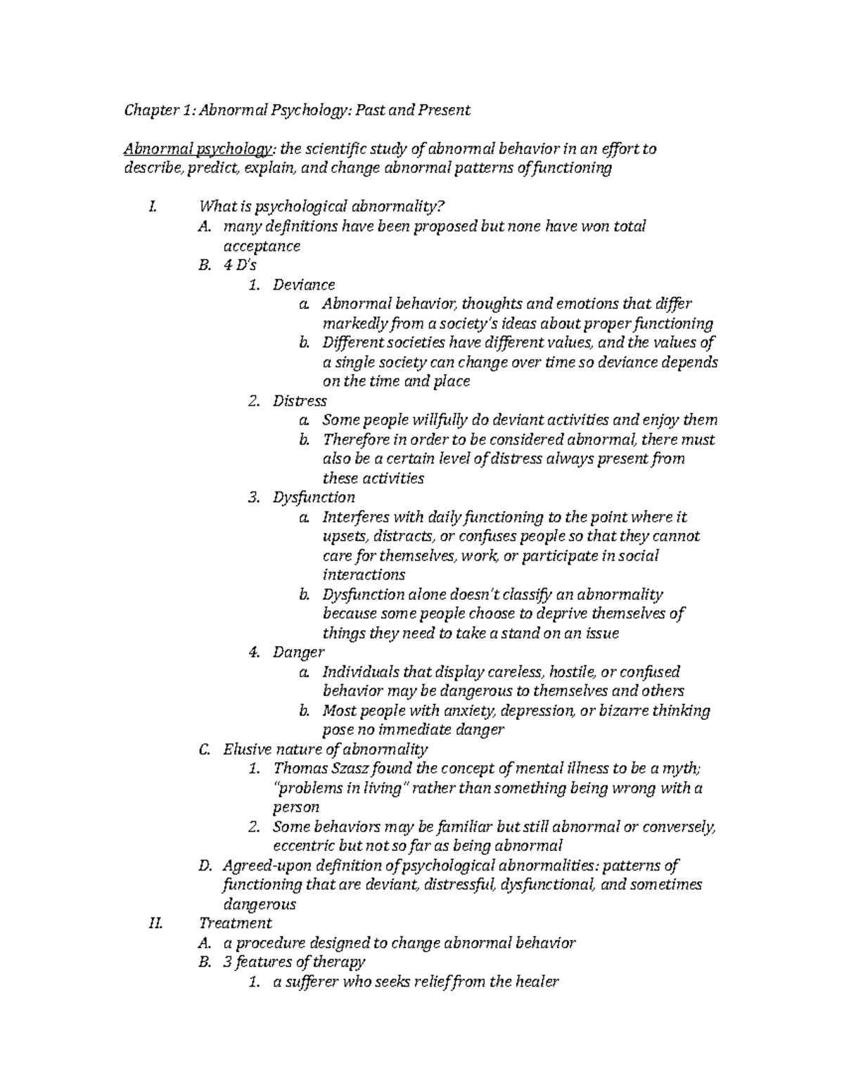 Chapter 1 Chapter 1 Abnormal Psychology Past and Present Abnormal psychology the scientific