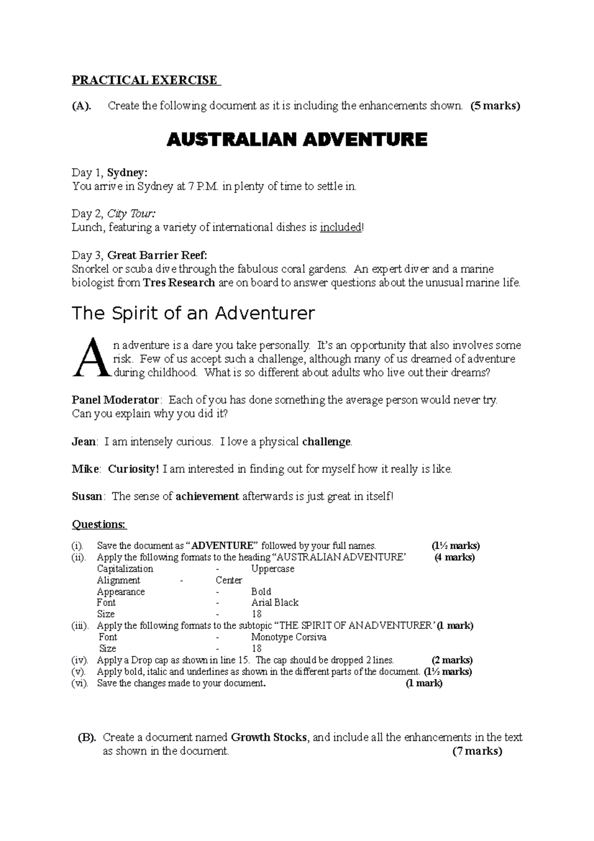 Practical Exercise - This is a beginners' test on MS Word - PRACTICAL ...