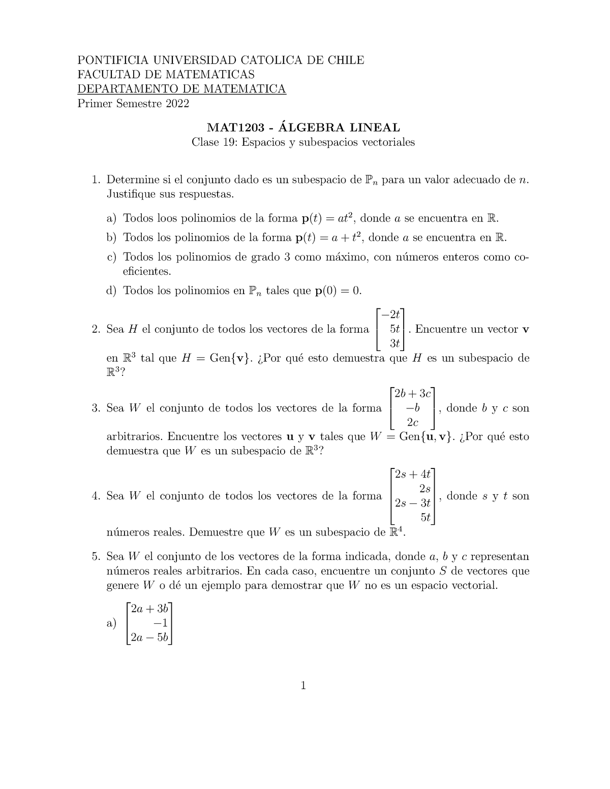 Clase 19 - PONTIFICIA UNIVERSIDAD CATOLICA DE CHILE FACULTAD DE ...