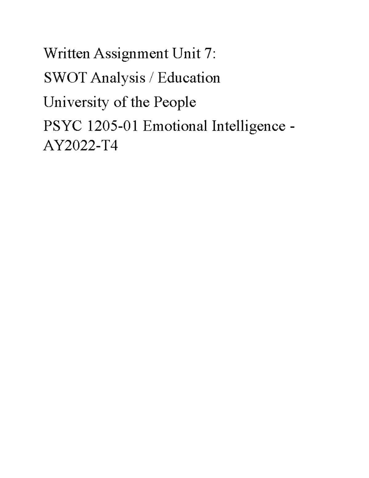 emotional intelligence assignments