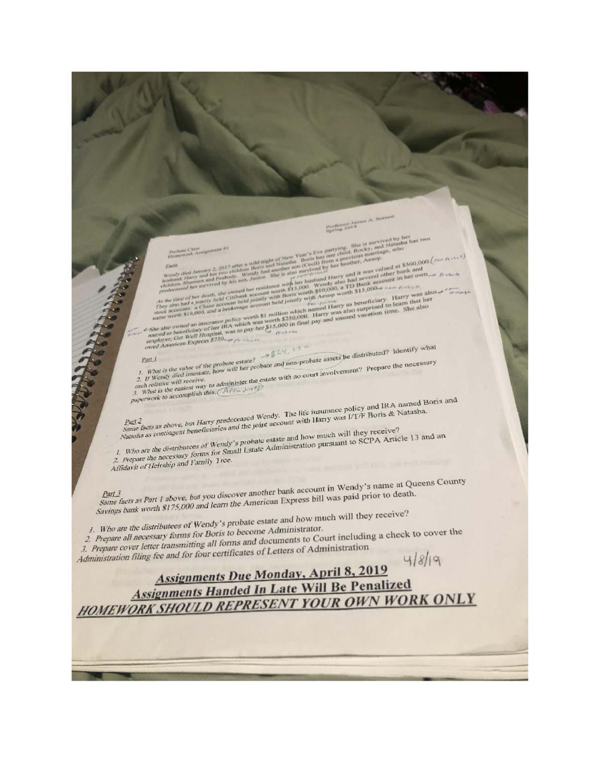 Probate Homework - LGL 2030 - Studocu