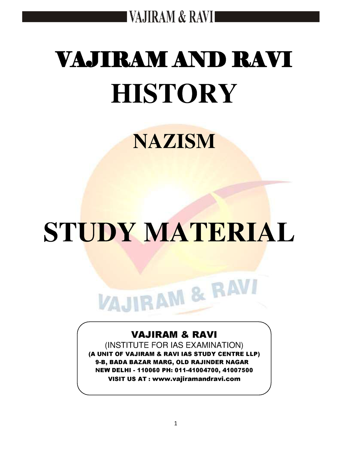 Nazism - VAJIRAM & RAVI (INSTITUTE FOR IAS EXAMINATION) (A UNIT OF ...