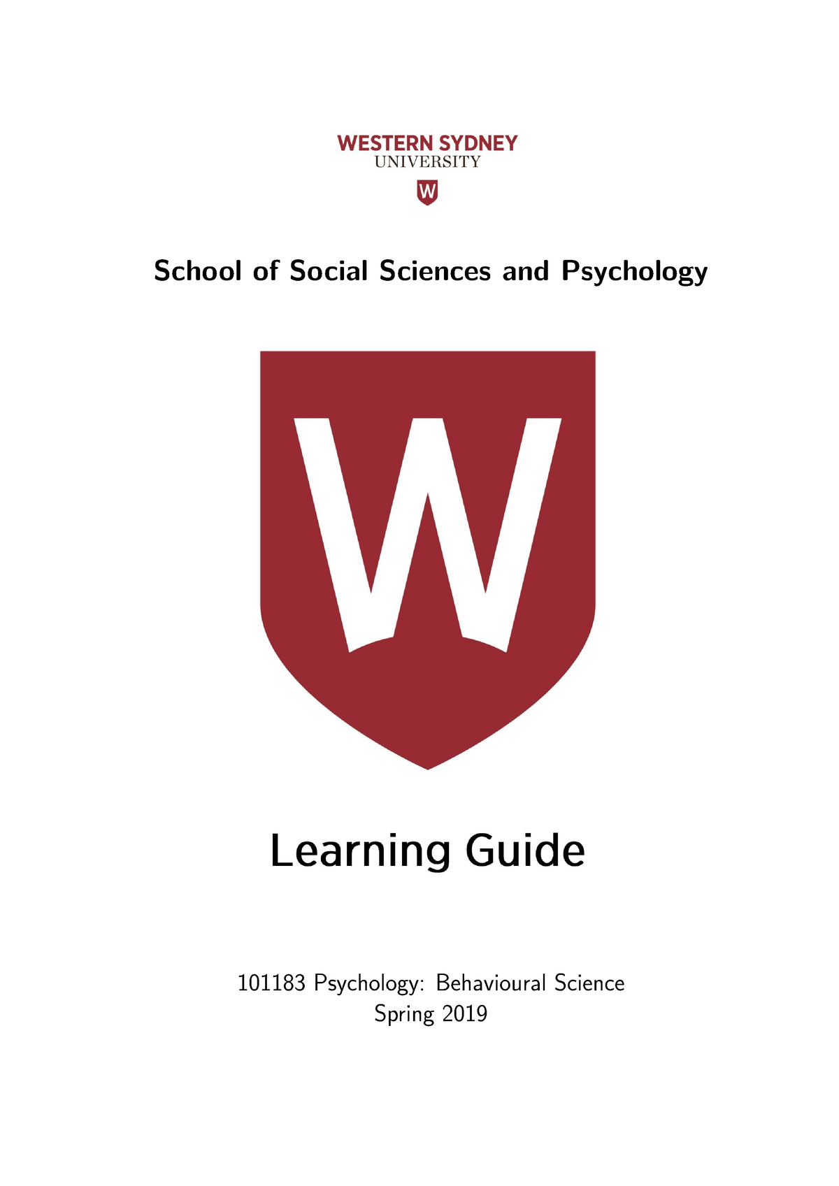 Behavoural Science Learning Guide - School Of Social Sciences And ...