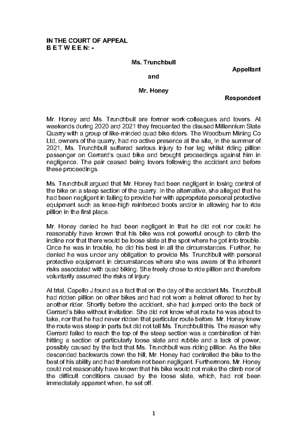 Civil Moot Problem - Public law - 1 IN THE COURT OF APPEAL B E T W E E ...