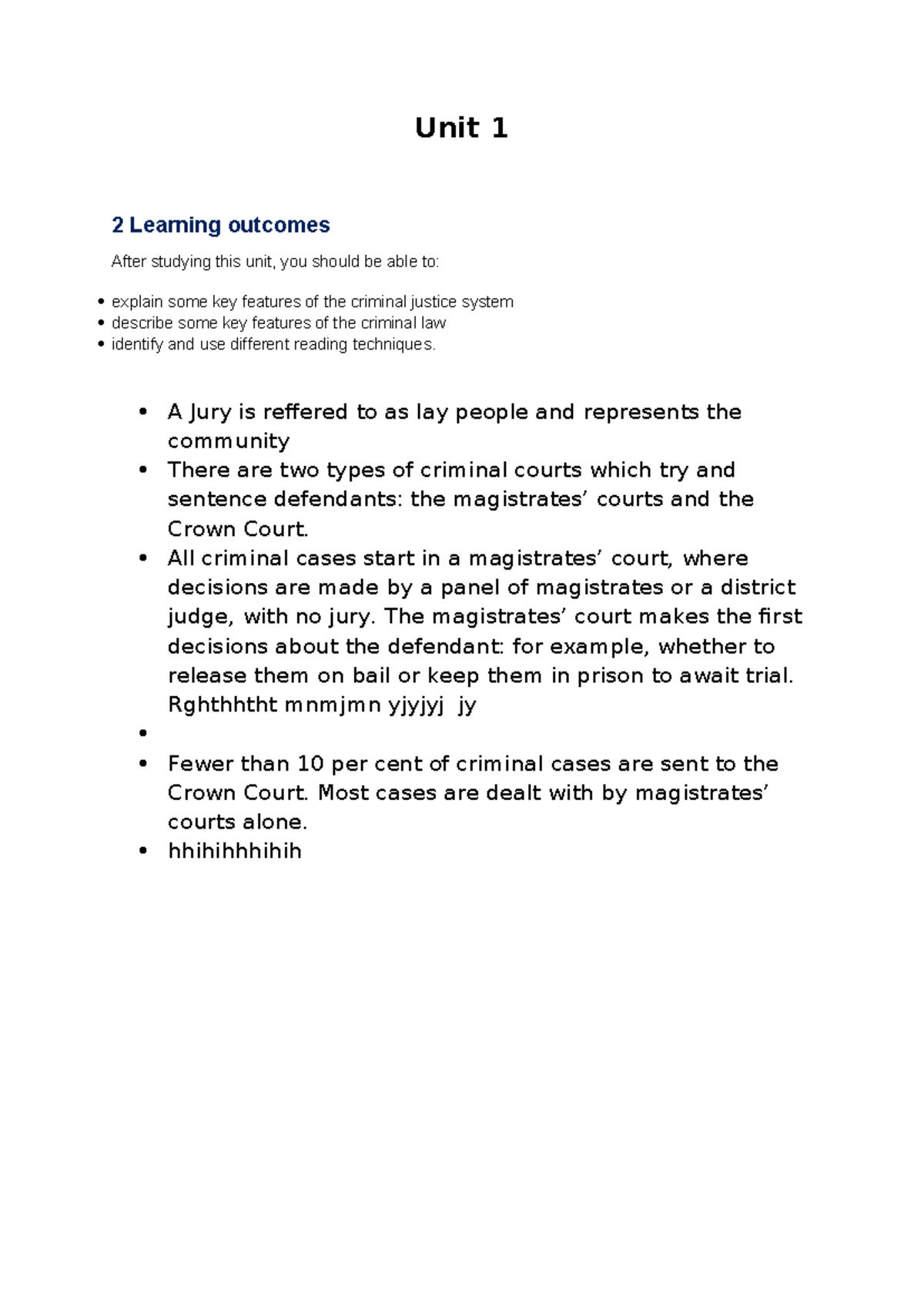 Unit 1 - first assign,ent - Unit 1 2 Learning outcomes After studying ...
