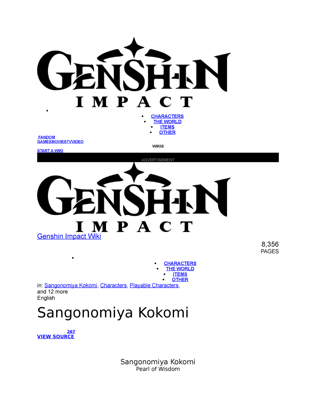 Kokomi, Genshin Impact Wiki