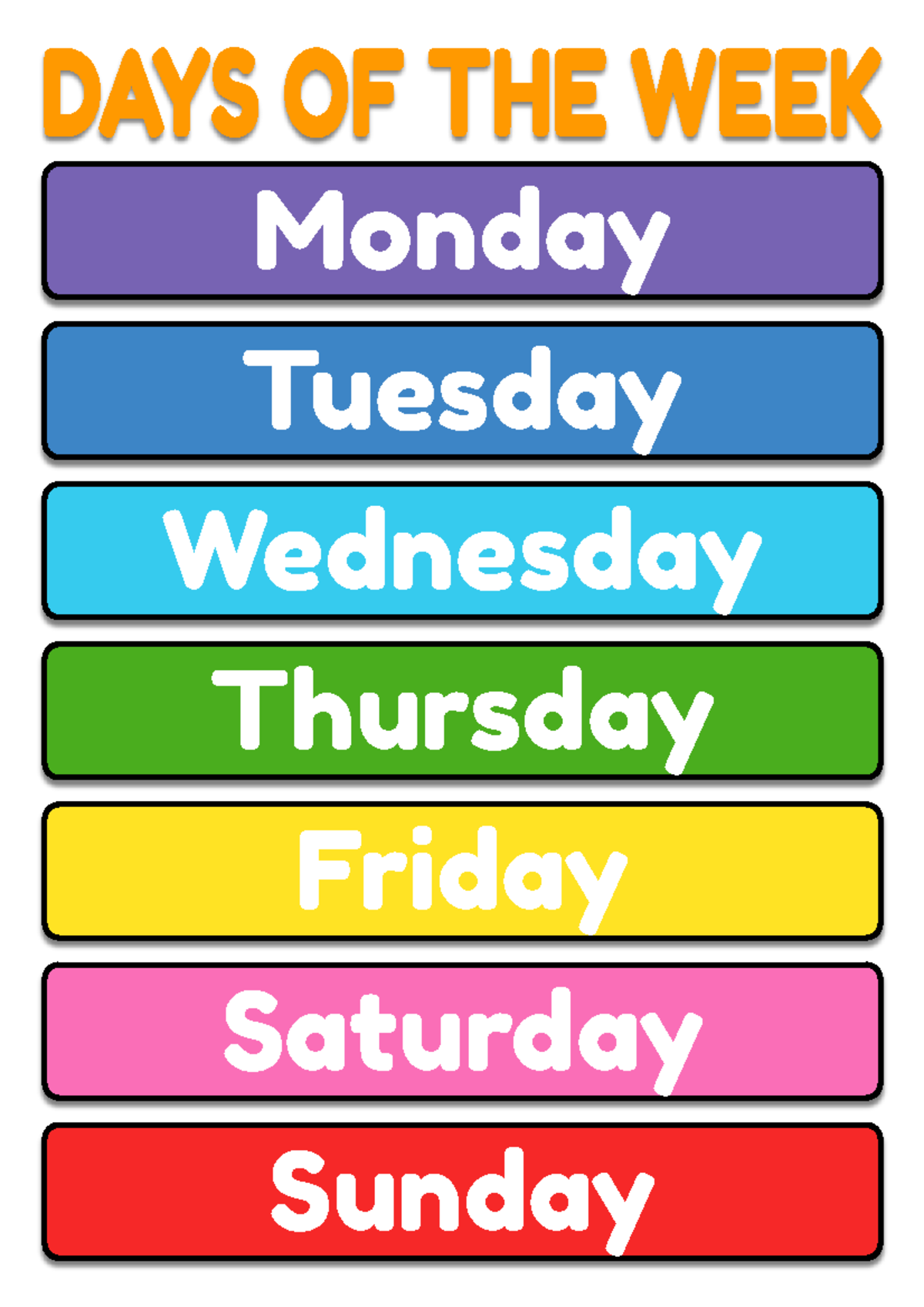 Days of the Week Poster 9htjso - Secondary education - Sunday Saturday ...