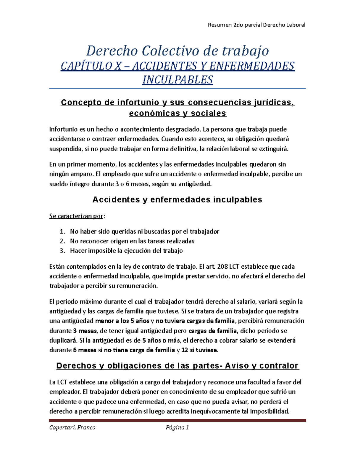 Resumen Segundo Parcial Derecho Laboral - Derecho Colectivo de trabajo ...