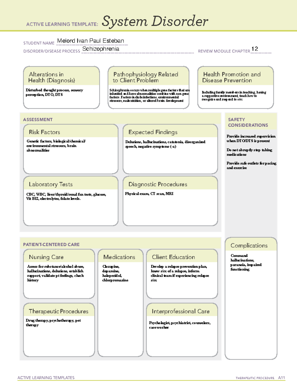  Ati System Disorder Template Schizophrenia 