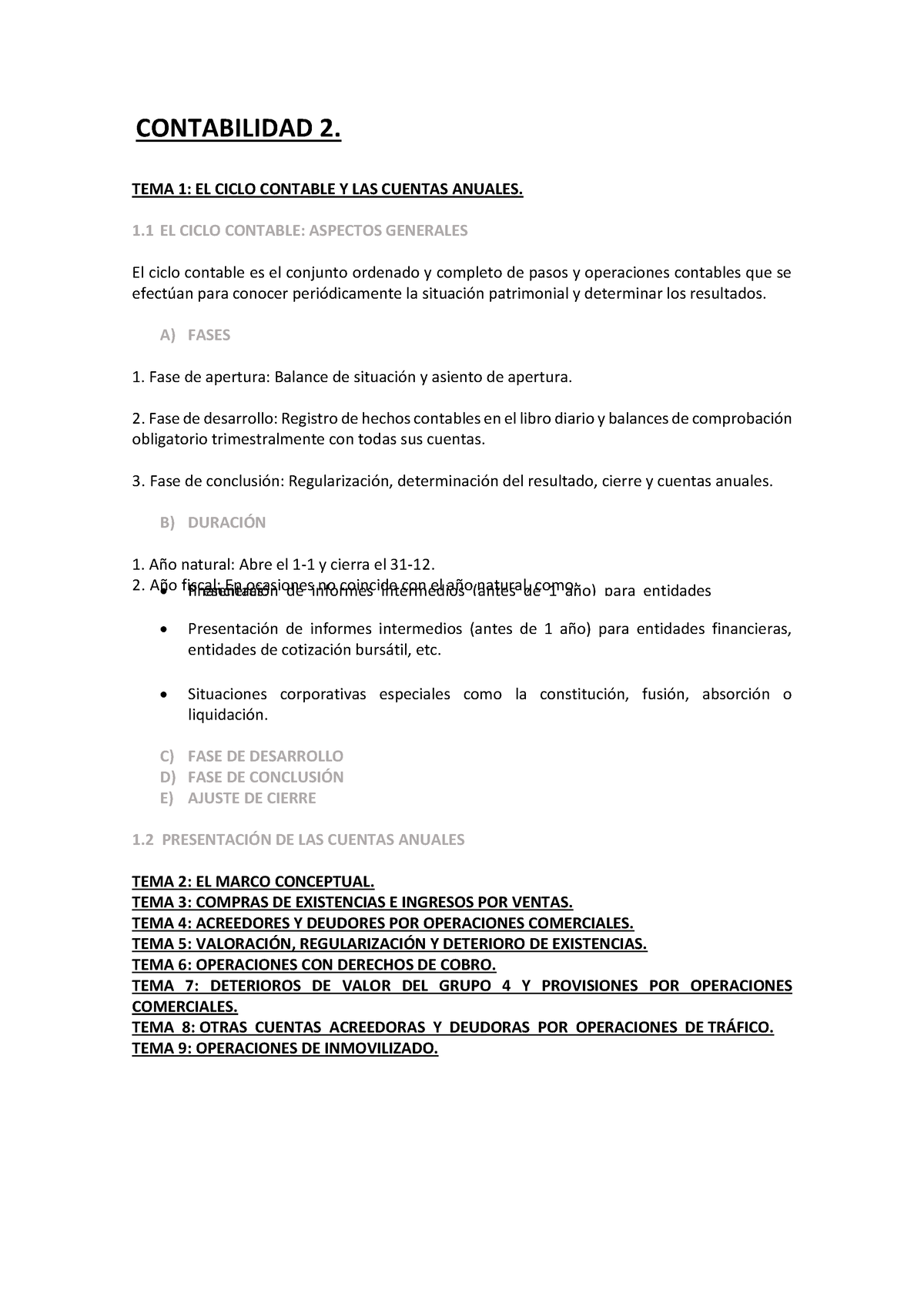 Temario De Contabilidad Financiera Ii Contabilidad 2 Tema 1 El