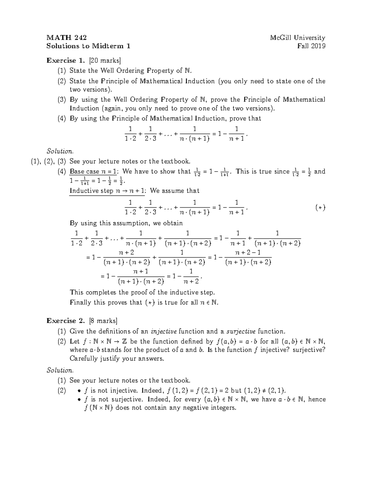 Midterm 7 October 2019, answers - MATH 242 Solutions to Midterm 1 ...