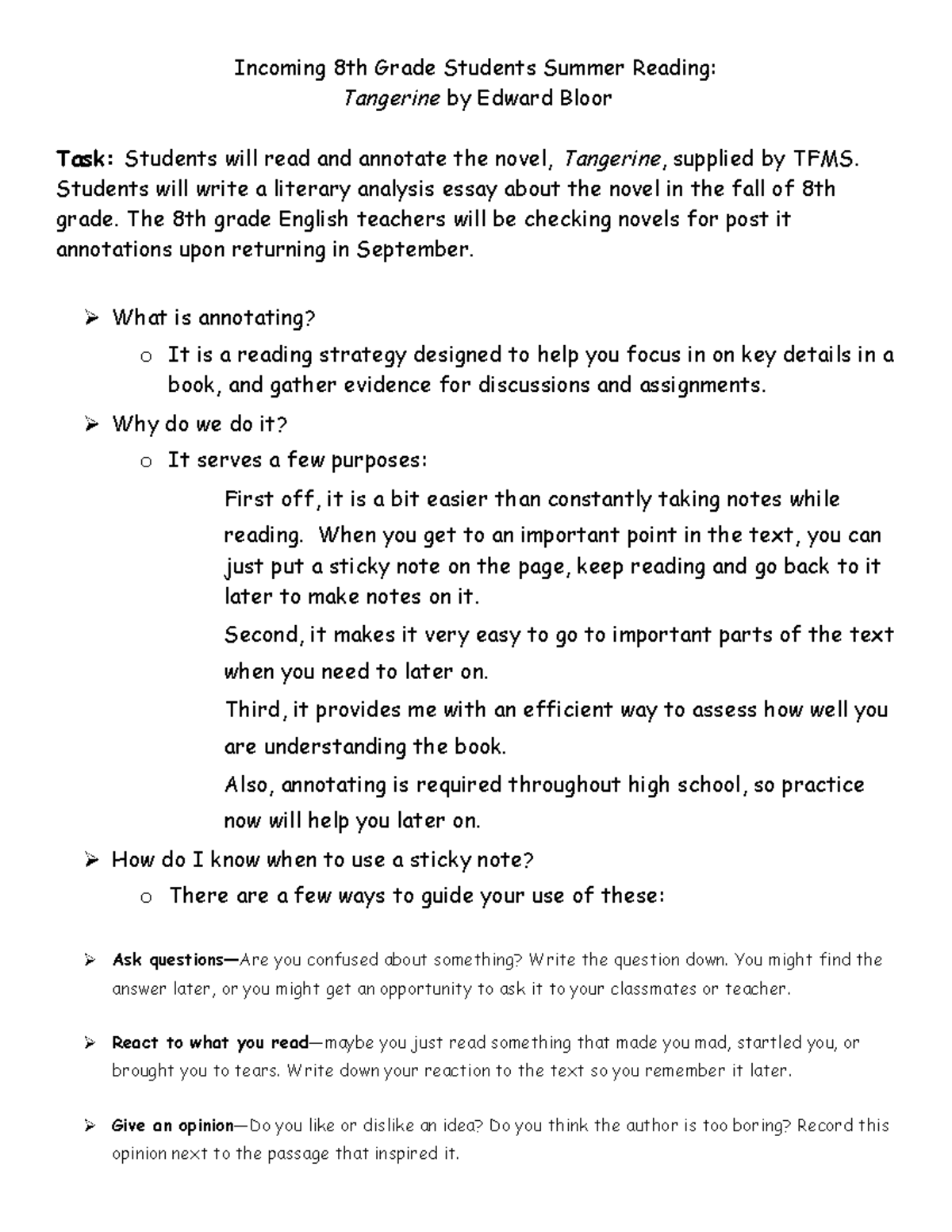 8th Grade Summer Reading 1 8th Grade Students Summer Reading
