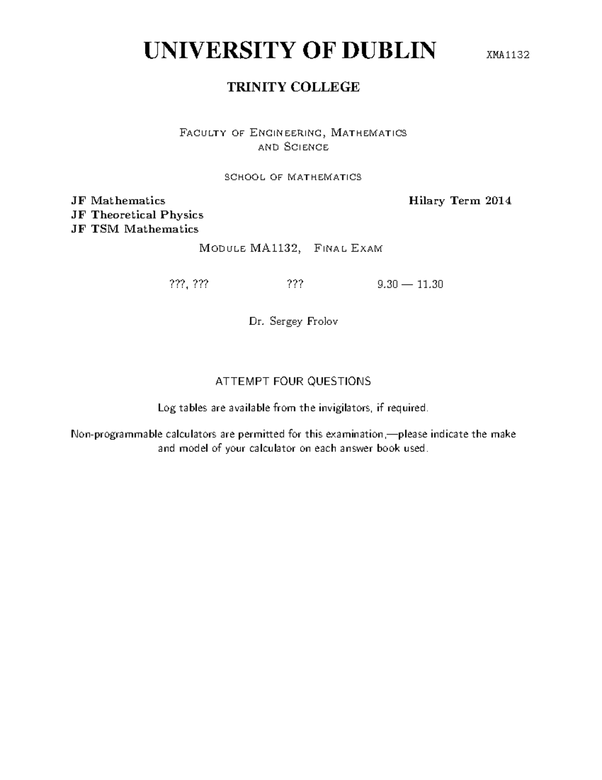 Exam 14 Questions Advanced Calculus Studocu