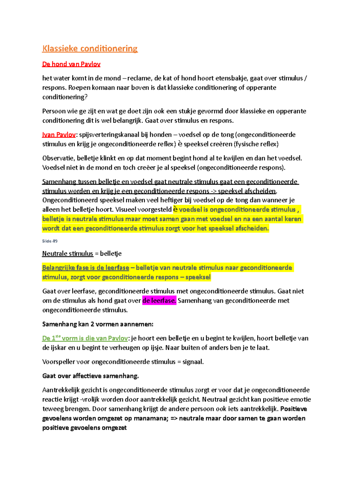 Klassieke conditionering, theorie van Pavlov ...