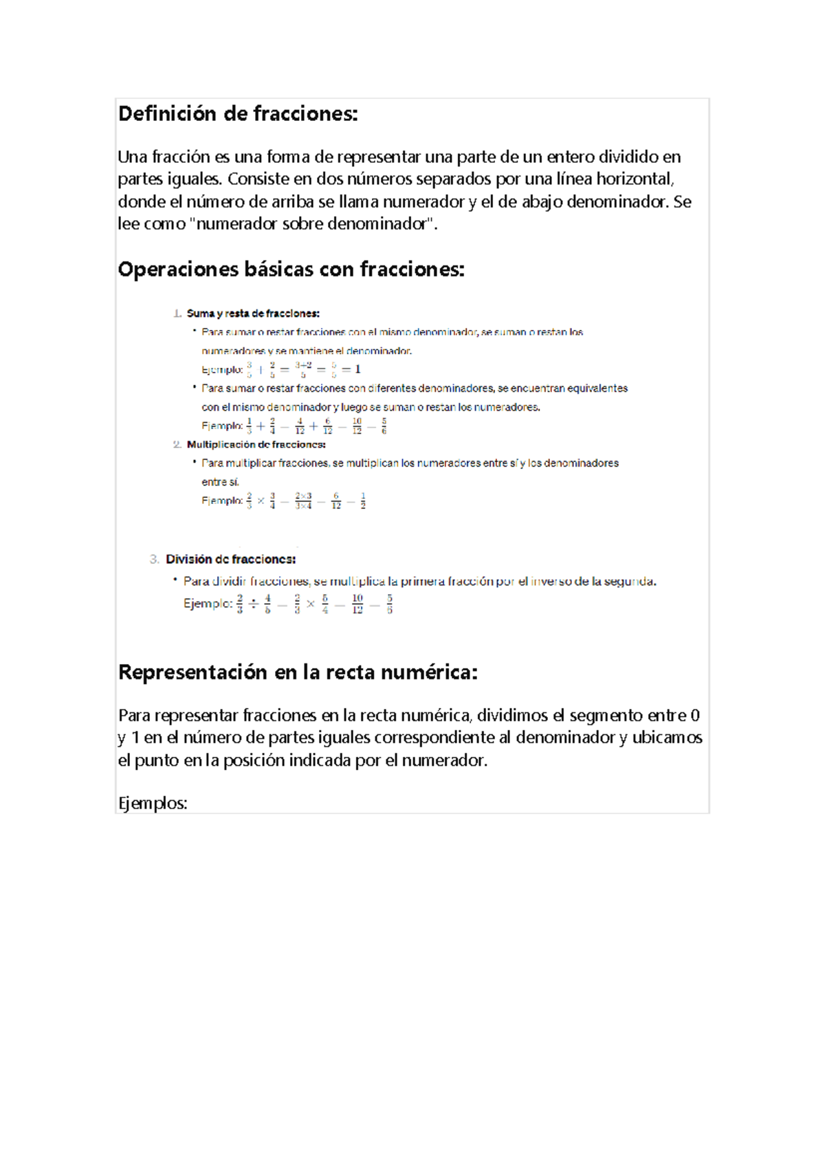 Definición de fracciones y clase - Definición de fracciones: Una ...