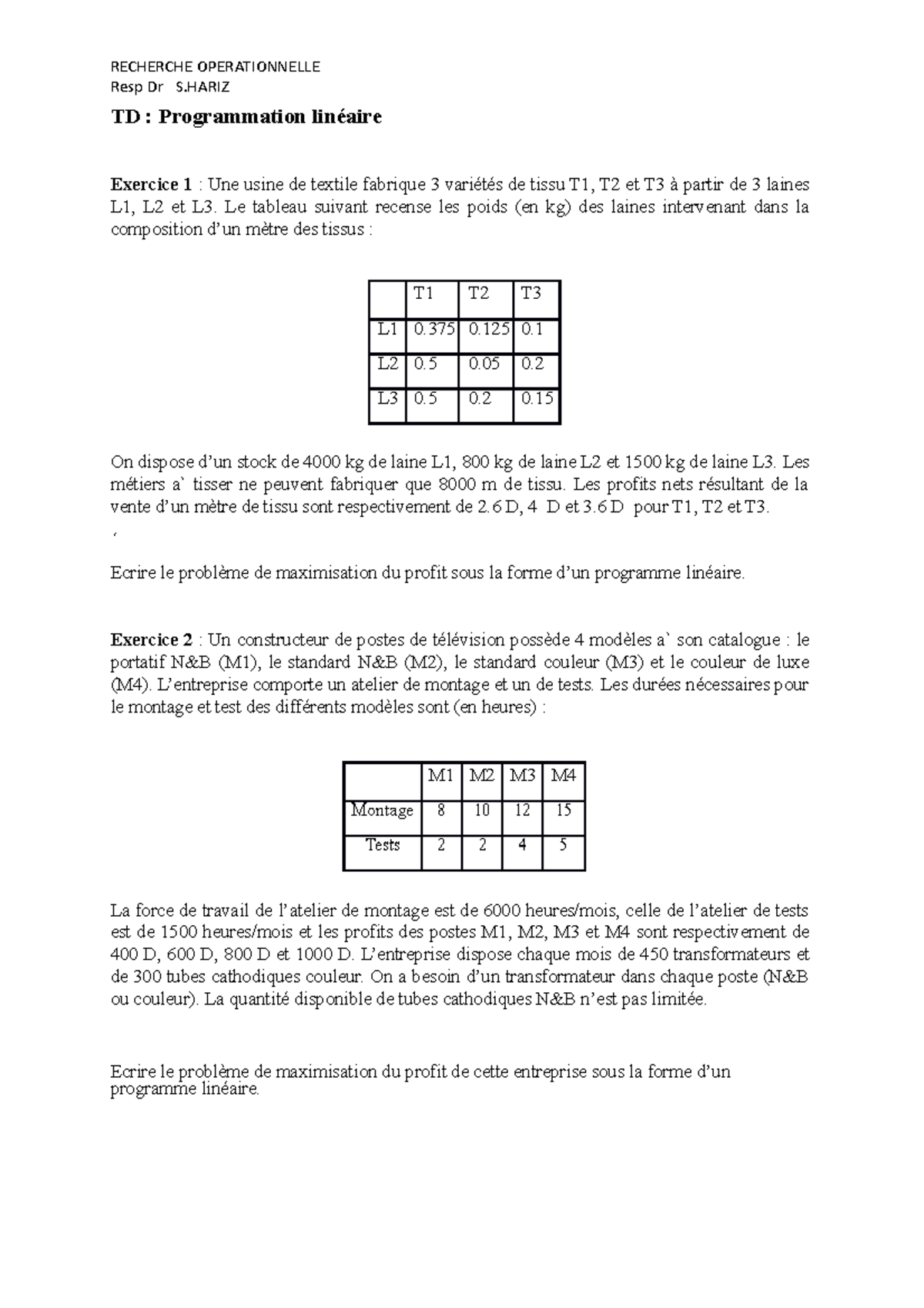 Td Modélisation Ro Pdf | Recherche Opérationnelle Ro Exemple – MJYUN