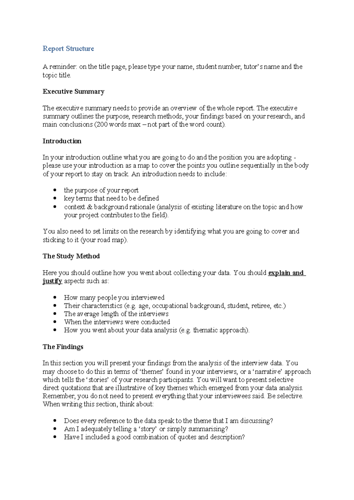 BUSM4558 Report Structure for Group Assignment 2018-1 - Report ...