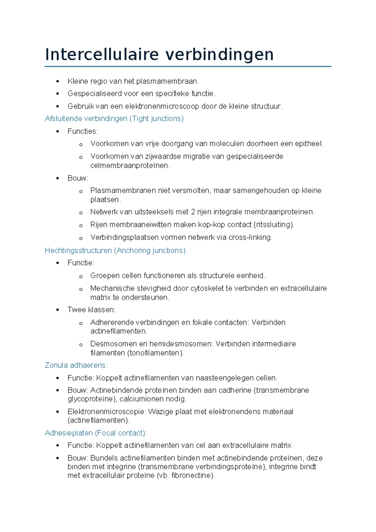 2.2.Intercellulaire verbindingen - Intercellulaire verbindingen Kleine ...