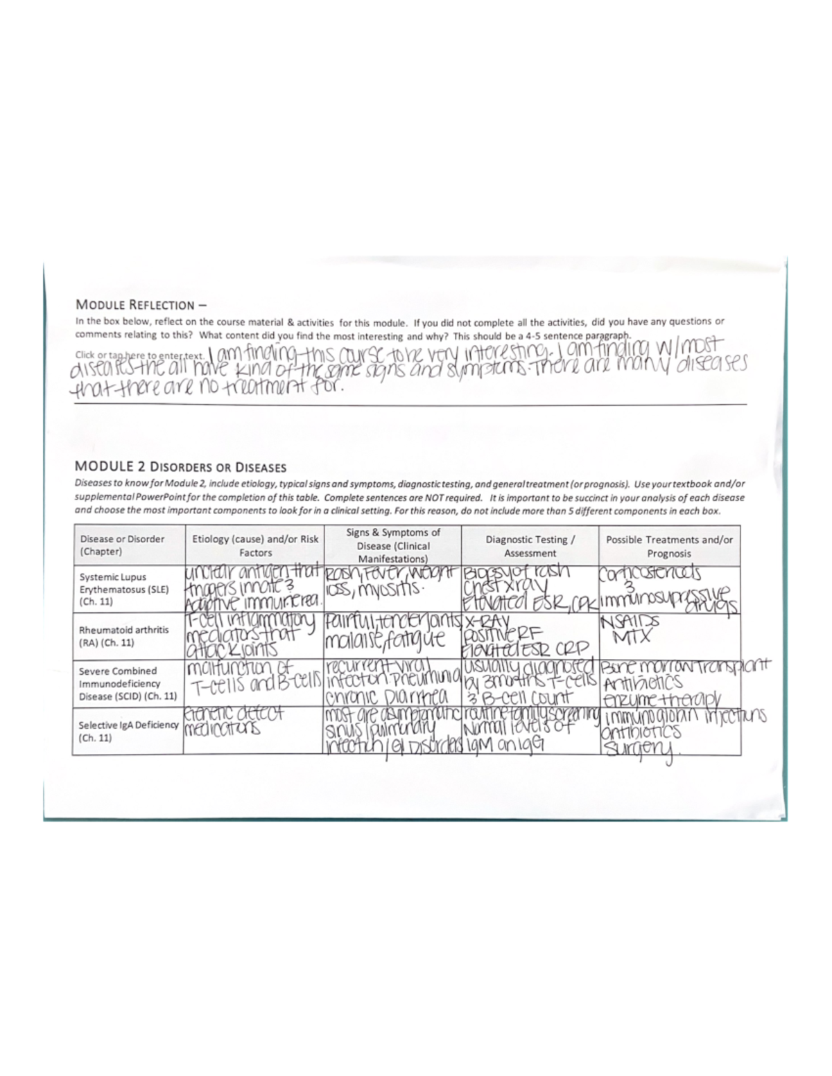 Module Reflection - doc - HCR 240 - Studocu