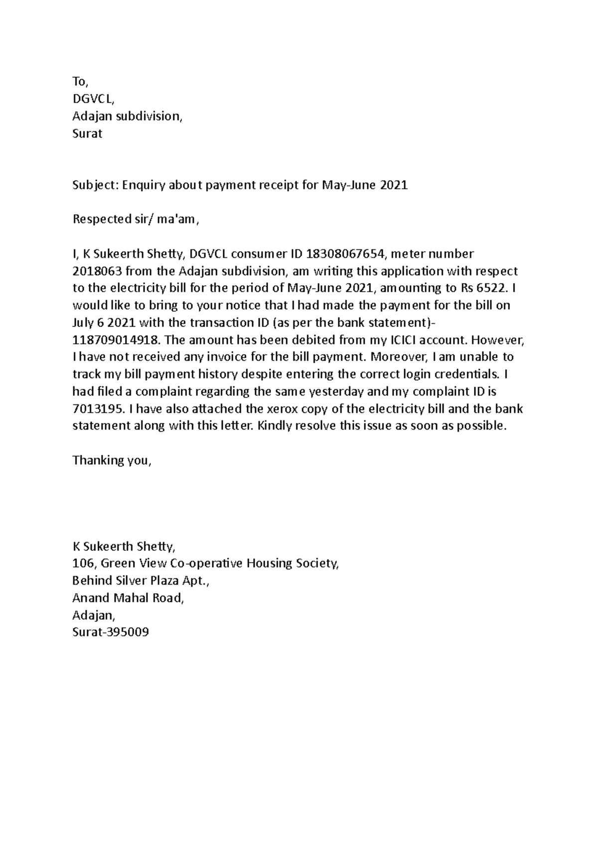 dgvcl-application-letter-to-dgvcl-adajan-subdivision-surat-subject
